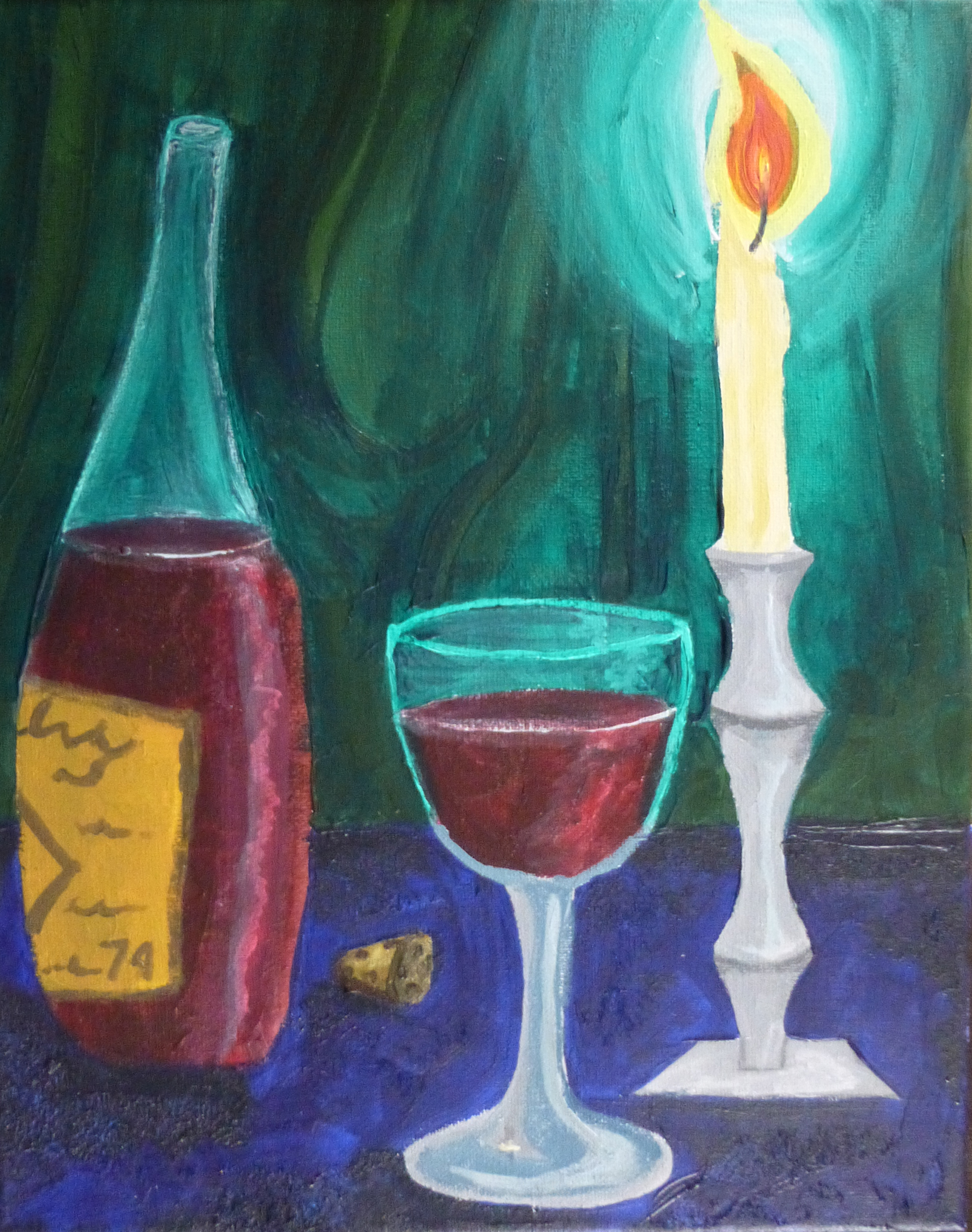 Wine and Candle Still Life